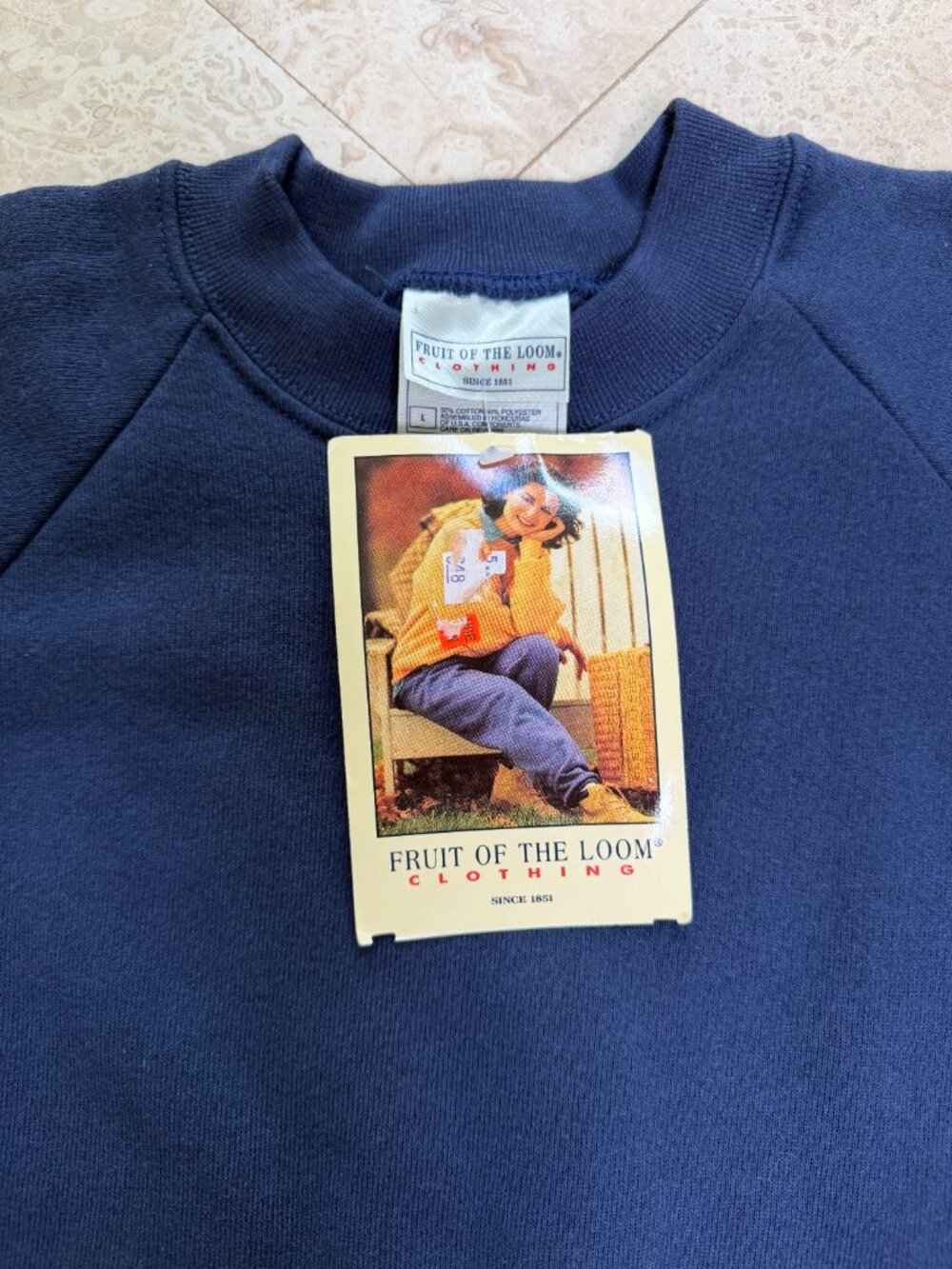 Fruit of the Loom 1997 Vintage 50/50 Fleece Crewneck Sweatshirt Navy Large NWT
